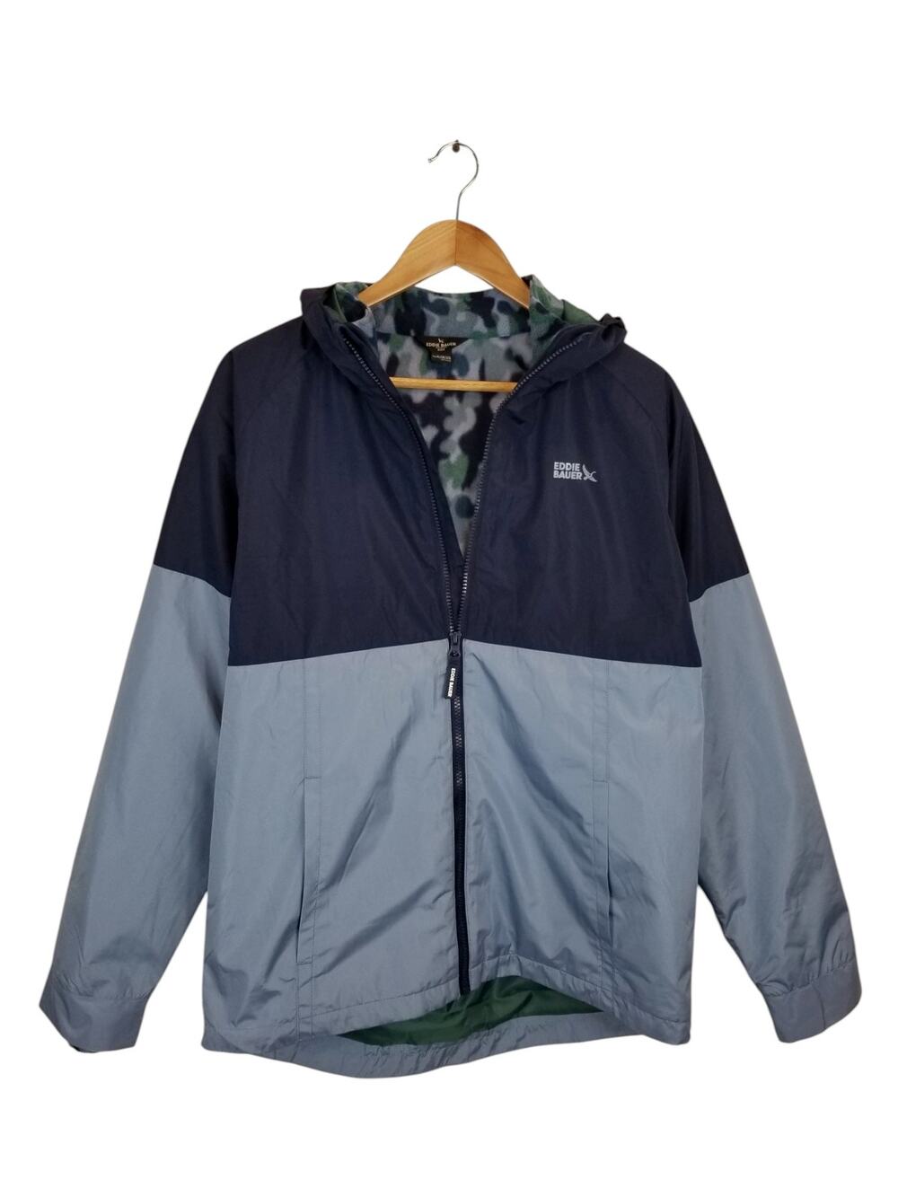 Eddie Bauer Kids Boys Youth Hooded Zip Out Fleece Liner Jacket Blue XL 18/20